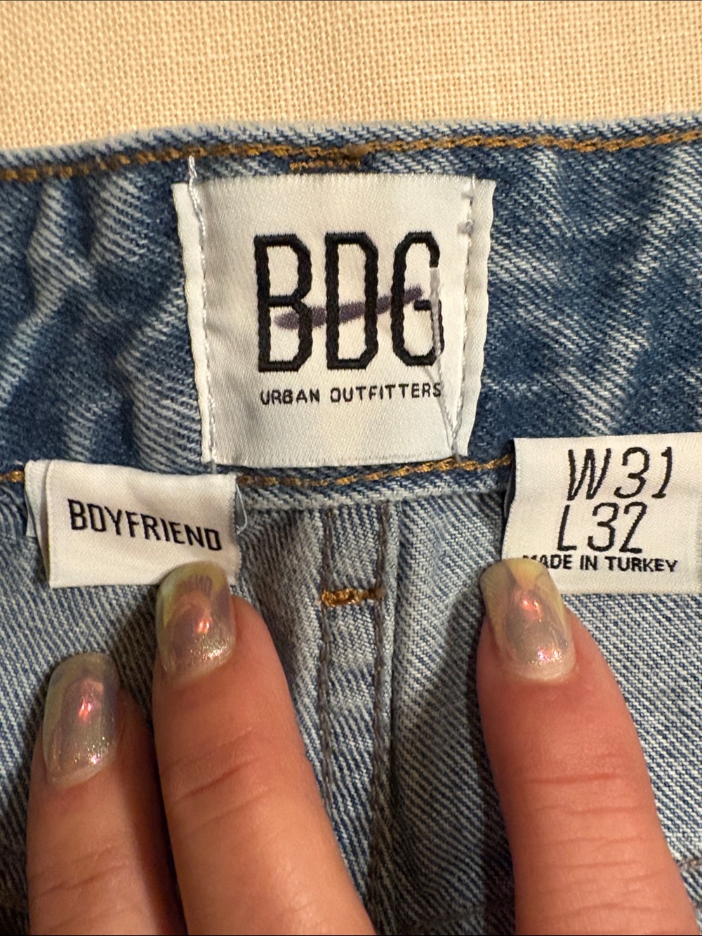 BDG Denim Wide-Leg Jeans with Distressed Daisy Appliqués - Blue - Picture 5 of 5